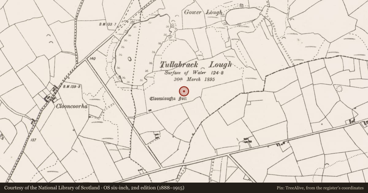 Ordnance Survey six-inch map, 2nd edition (1888–1915) covering the location of Ringfort - rath, Gower South, County Clare, with a pin at the register's coordinates