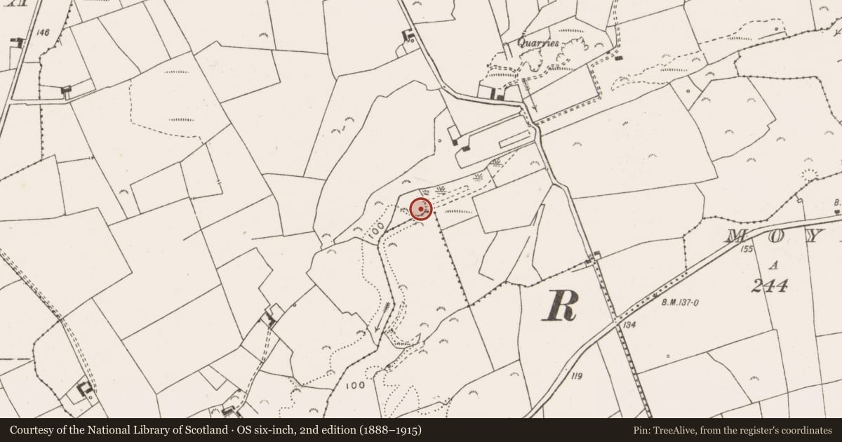 Ordnance Survey six-inch map, 2nd edition (1888–1915) covering the location of Enclosure, Ballykett, County Clare, with a pin at the register's coordinates