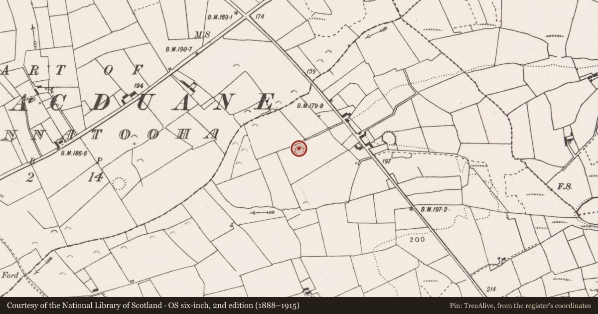 Ordnance Survey six-inch map, 2nd edition (1888–1915) covering the location of Ringfort - rath, Knockerry West, County Clare, with a pin at the register's coordinates
