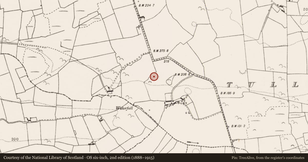 Ordnance Survey six-inch map, 2nd edition (1888–1915) covering the location of Ringfort - rath, Knockaderreen, County Clare, with a pin at the register's coordinates