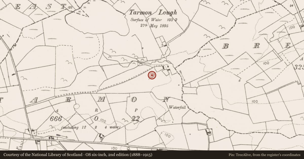 Ordnance Survey six-inch map, 2nd edition (1888–1915) covering the location of Ringfort - rath, Tarmon, County Clare, with a pin at the register's coordinates