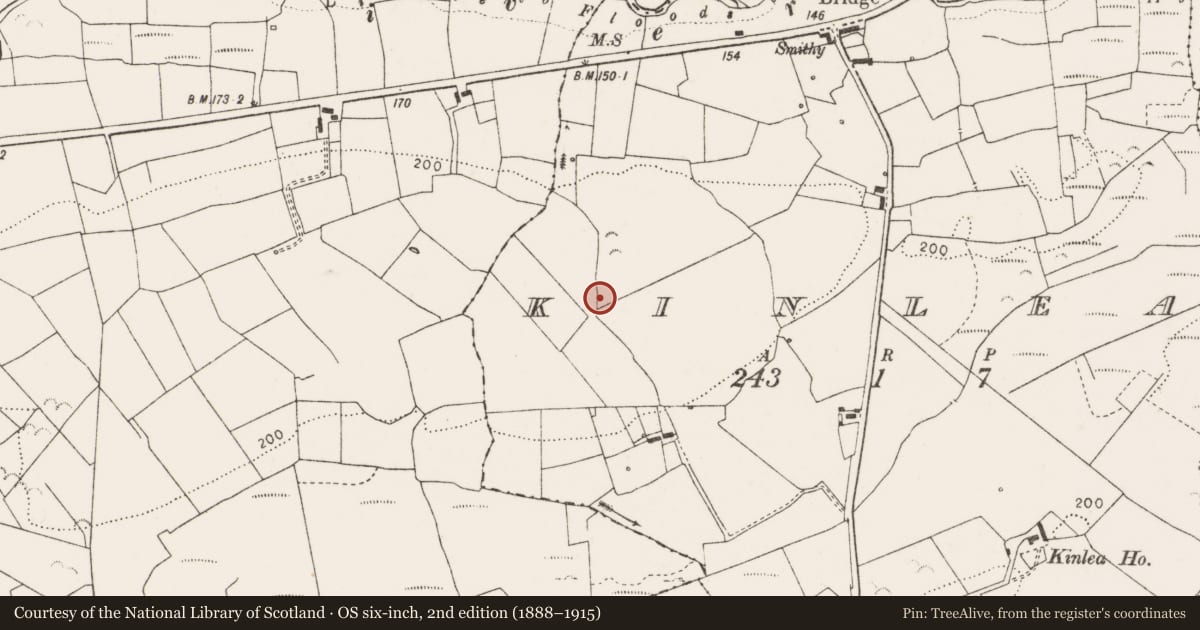 Ordnance Survey six-inch map, 2nd edition (1888–1915) covering the location of Ringfort - rath, Kinlea, County Clare, with a pin at the register's coordinates