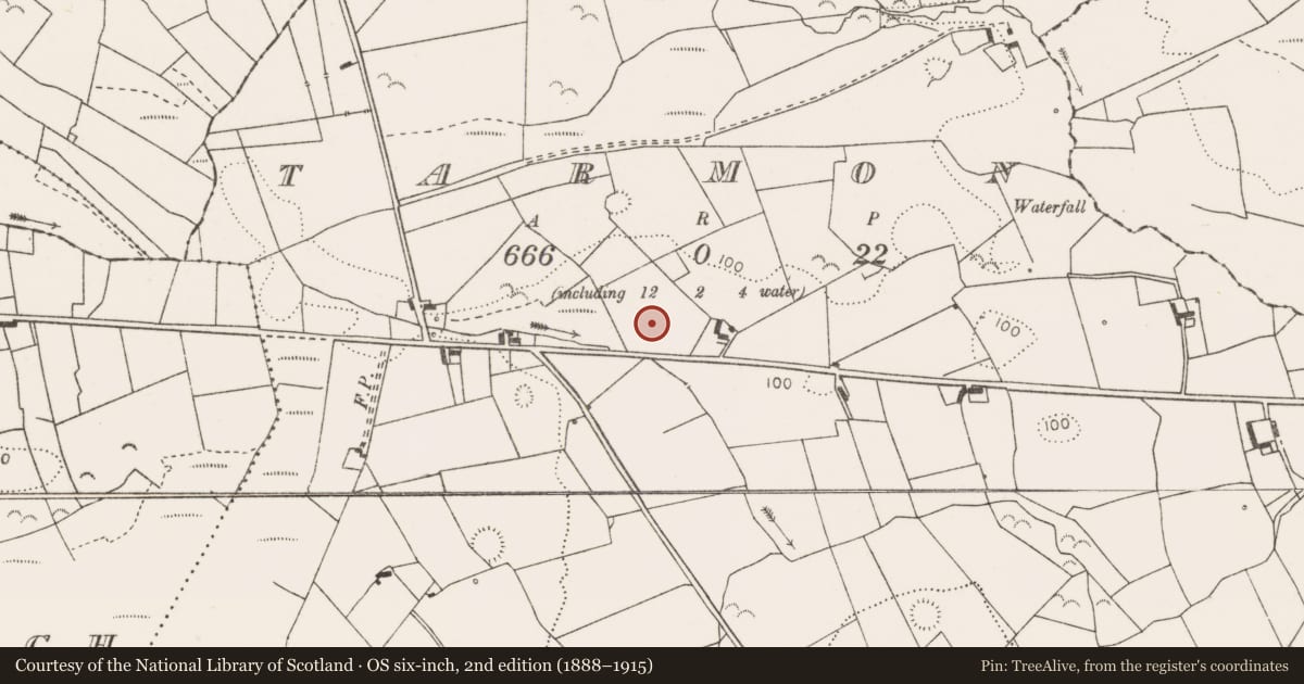 Ordnance Survey six-inch map, 2nd edition (1888–1915) covering the location of Ringfort - rath, Tarmon, County Clare, with a pin at the register's coordinates