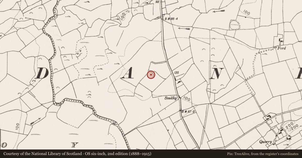 Ordnance Survey six-inch map, 2nd edition (1888–1915) covering the location of Earthwork, Cloondrinagh, County Clare, with a pin at the register's coordinates