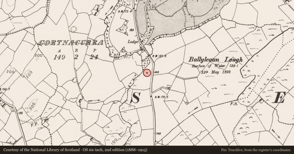 Ordnance Survey six-inch map, 2nd edition (1888–1915) covering the location of Mass-rock, Liscormick, County Clare, with a pin at the register's coordinates
