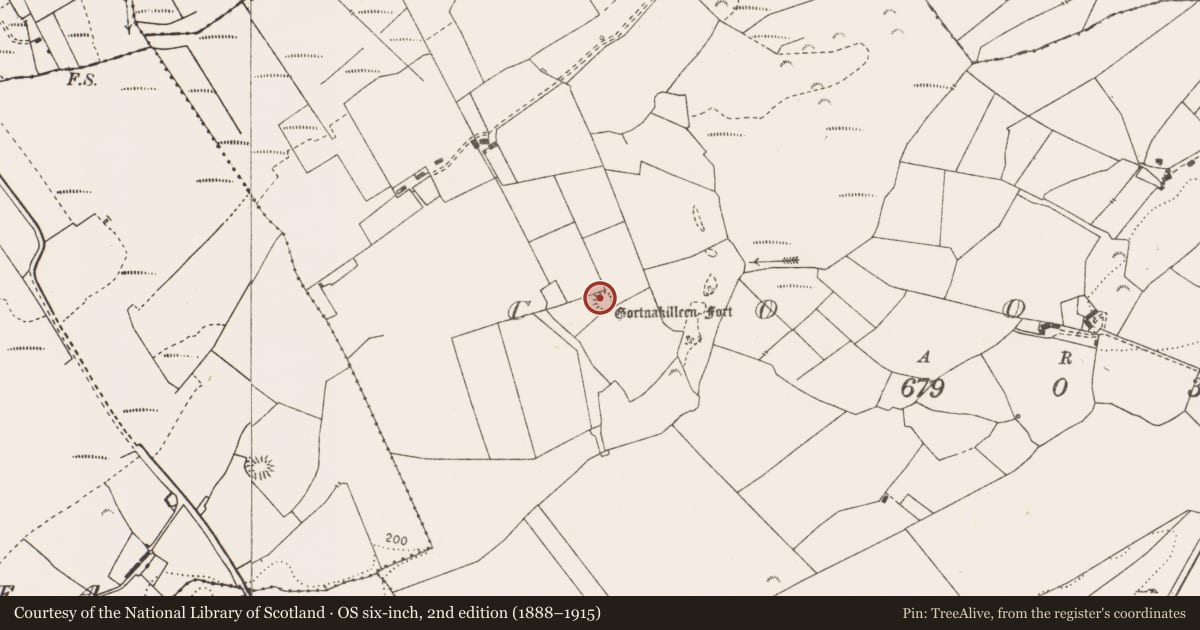 Ordnance Survey six-inch map, 2nd edition (1888–1915) covering the location of Ringfort - rath, Cooga, County Clare, with a pin at the register's coordinates