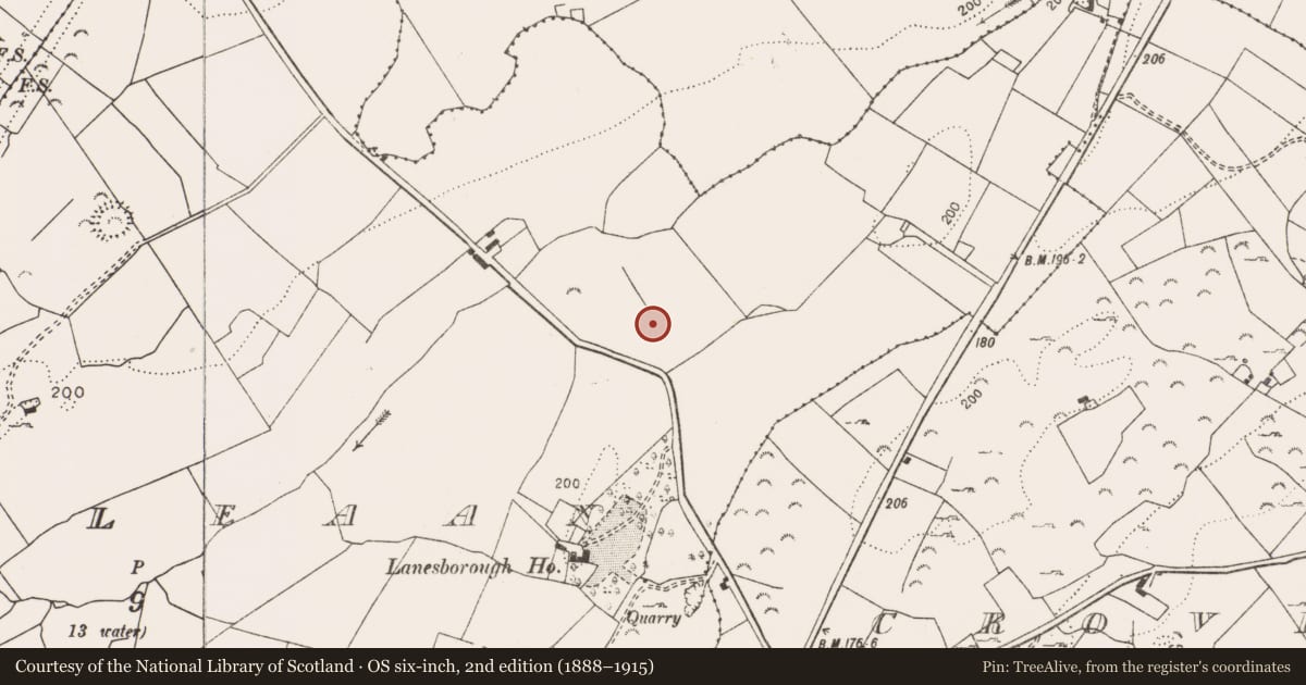 Ordnance Survey six-inch map, 2nd edition (1888–1915) covering the location of Burnt mound, Ballyleaan, County Clare, with a pin at the register's coordinates
