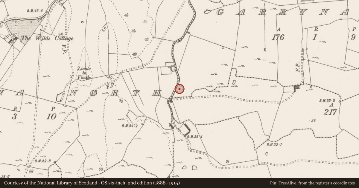 Ordnance Survey six-inch map, 2nd edition (1888–1915) covering the location of Ringfort - rath, Garrynamona, County Clare, with a pin at the register's coordinates