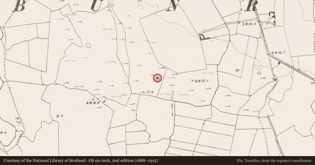 Ordnance Survey six-inch map, 2nd edition (1888–1915) covering the location of Ringfort - unclassified, Clonmoney West, County Clare, with a pin at the register's coordinates