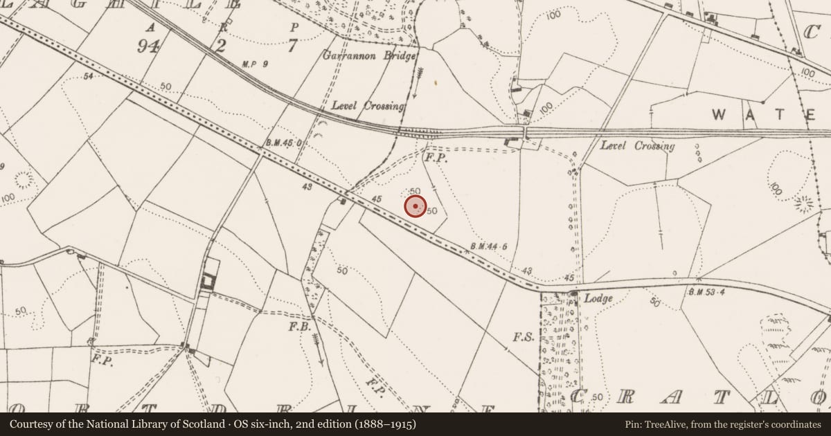 Ordnance Survey six-inch map, 2nd edition (1888–1915) covering the location of Enclosure, Cratloe, County Clare, with a pin at the register's coordinates
