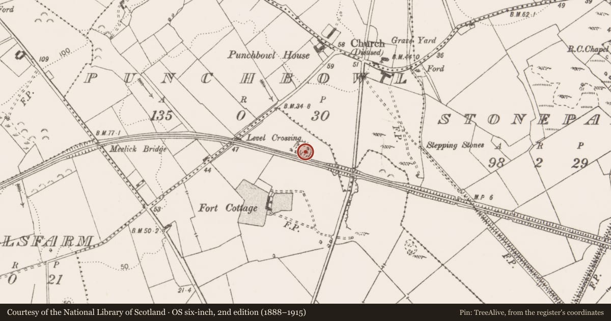 Ordnance Survey six-inch map, 2nd edition (1888–1915) covering the location of Ringfort - unclassified, Meelick, County Clare, with a pin at the register's coordinates