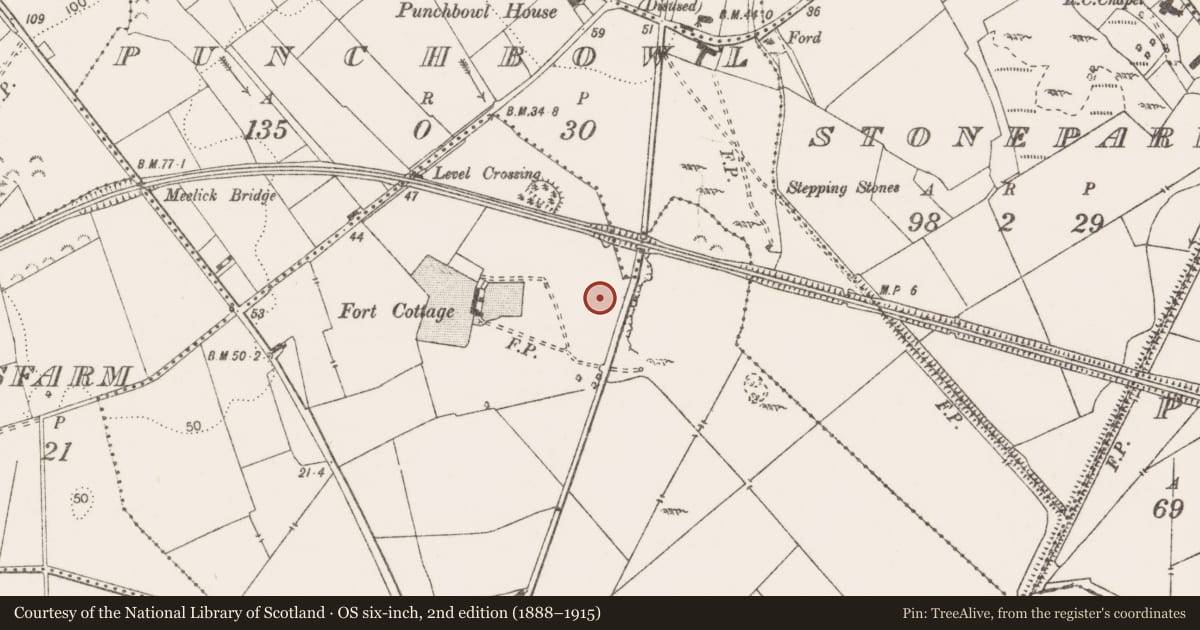 Ordnance Survey six-inch map, 2nd edition (1888–1915) covering the location of Enclosure, Meelick, County Clare, with a pin at the register's coordinates