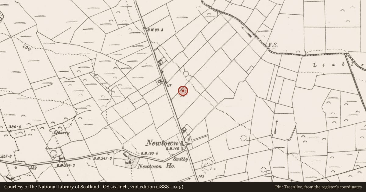 Ordnance Survey six-inch map, 2nd edition (1888–1915) covering the location of Ringfort - rath, Carrownaweelaun, County Clare, with a pin at the register's coordinates