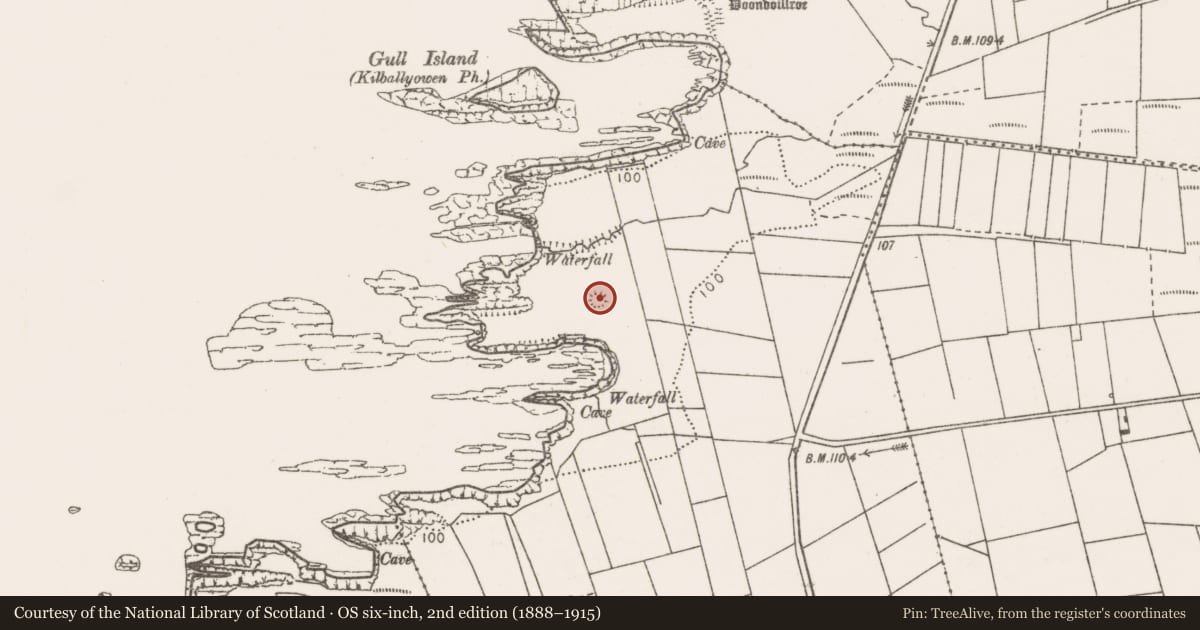 Ordnance Survey six-inch map, 2nd edition (1888–1915) covering the location of Ringfort - rath, Oughterard, County Clare, with a pin at the register's coordinates