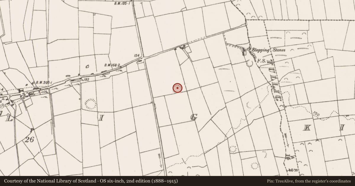 Ordnance Survey six-inch map, 2nd edition (1888–1915) covering the location of Ringfort - rath, Tullig, County Clare, with a pin at the register's coordinates