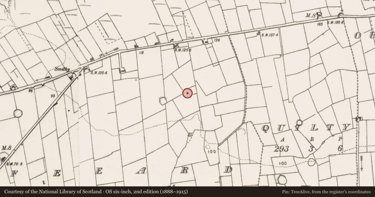 Ordnance Survey six-inch map, 2nd edition (1888–1915) covering the location of Ringfort - rath, Feeard, County Clare, with a pin at the register's coordinates