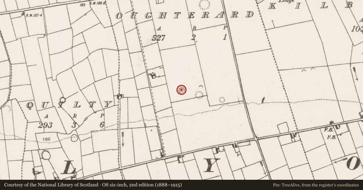 Ordnance Survey six-inch map, 2nd edition (1888–1915) covering the location of Ringfort - rath, Oughterard, County Clare, with a pin at the register's coordinates