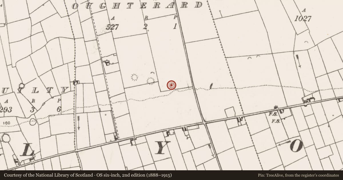 Ordnance Survey six-inch map, 2nd edition (1888–1915) covering the location of Ringfort - rath, Oughterard, County Clare, with a pin at the register's coordinates