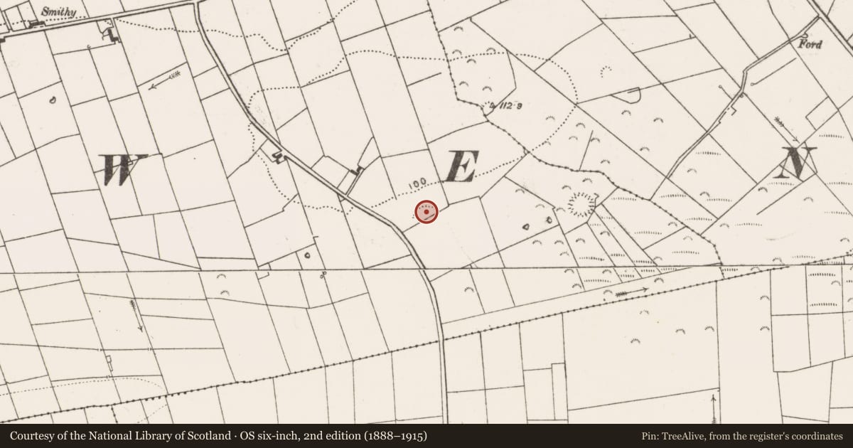 Ordnance Survey six-inch map, 2nd edition (1888–1915) covering the location of Enclosure, Kilballyowen, County Clare, with a pin at the register's coordinates
