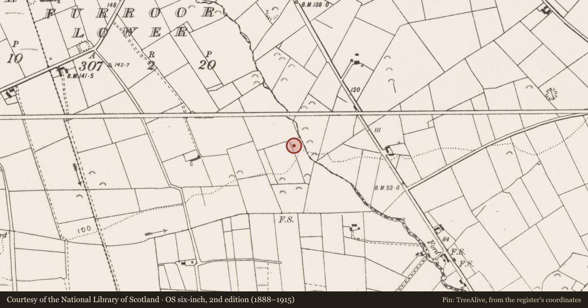 Ordnance Survey six-inch map, 2nd edition (1888–1915) covering the location of Ringfort - rath, Furroor Lower, County Clare, with a pin at the register's coordinates