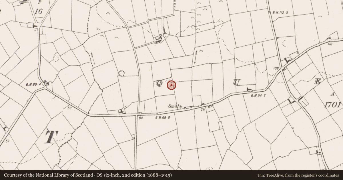 Ordnance Survey six-inch map, 2nd edition (1888–1915) covering the location of Ringfort - rath, Querrin, County Clare, with a pin at the register's coordinates