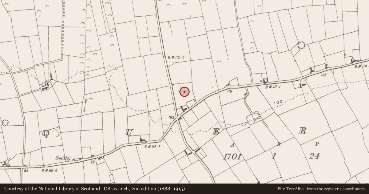 Ordnance Survey six-inch map, 2nd edition (1888–1915) covering the location of Ringfort - rath, Querrin, County Clare, with a pin at the register's coordinates