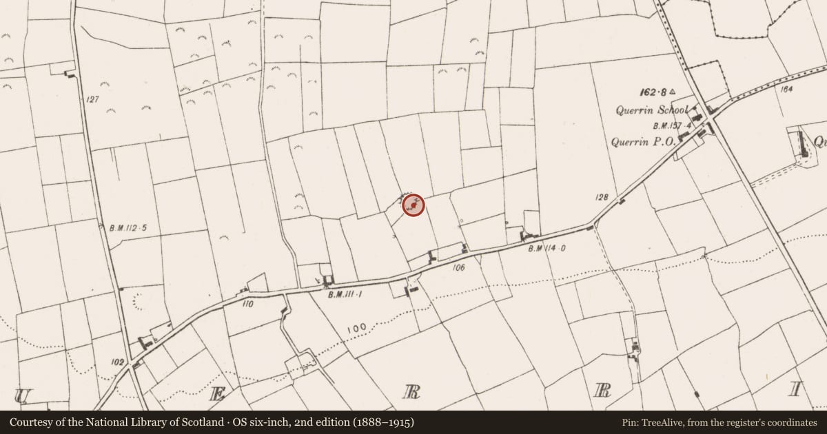 Ordnance Survey six-inch map, 2nd edition (1888–1915) covering the location of Ringfort - rath, Querrin, County Clare, with a pin at the register's coordinates