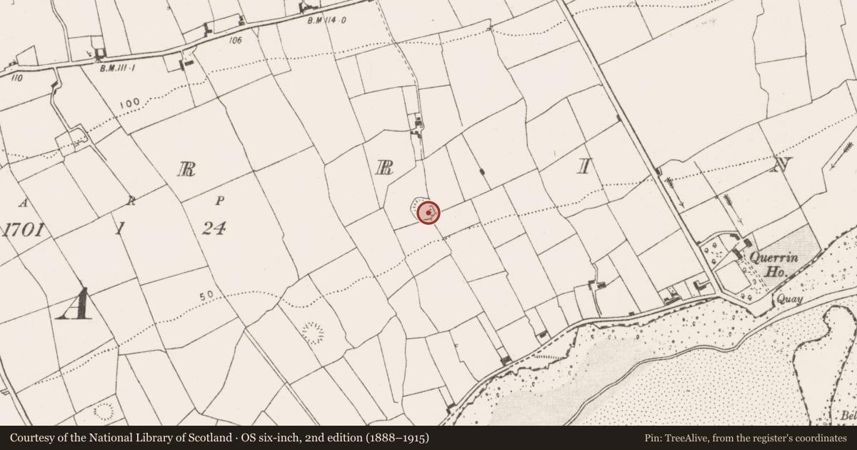 Ordnance Survey six-inch map, 2nd edition (1888–1915) covering the location of Ringfort - rath, Querrin, County Clare, with a pin at the register's coordinates