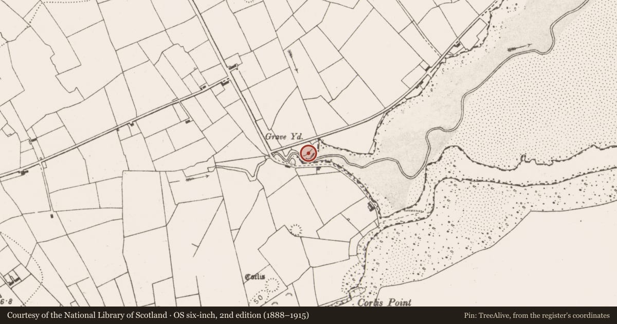 Ordnance Survey six-inch map, 2nd edition (1888–1915) covering the location of Burial ground, Querrin, County Clare, with a pin at the register's coordinates