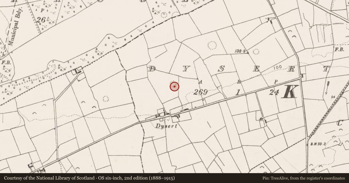Ordnance Survey six-inch map, 2nd edition (1888–1915) covering the location of Ringfort - rath, Dysert, County Clare, with a pin at the register's coordinates