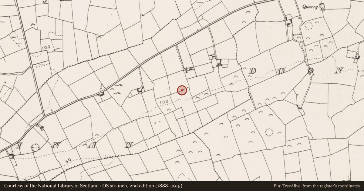 Ordnance Survey six-inch map, 2nd edition (1888–1915) covering the location of Quarry, Ballymacrinan, County Clare, with a pin at the register's coordinates