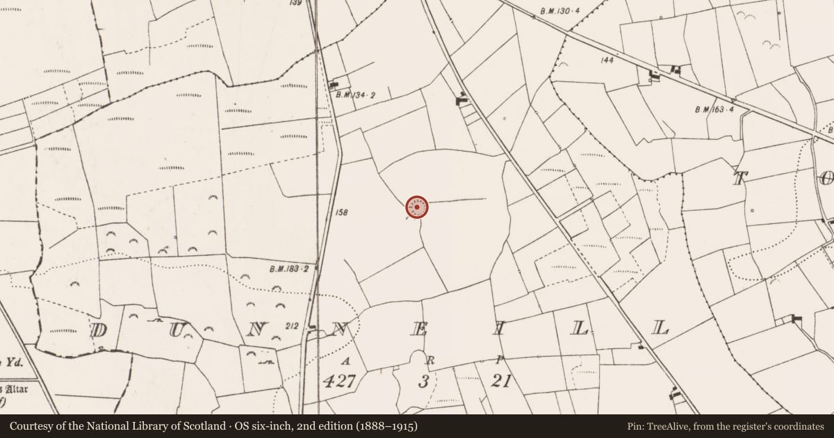 Ordnance Survey six-inch map, 2nd edition (1888–1915) covering the location of Ringfort - rath, Dunneill, County Clare, with a pin at the register's coordinates