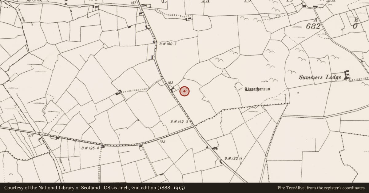 Ordnance Survey six-inch map, 2nd edition (1888–1915) covering the location of Ringfort - rath, Cassarnagh, County Clare, with a pin at the register's coordinates