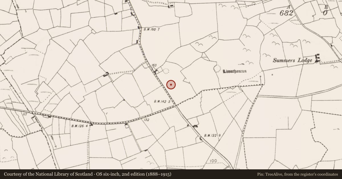 Ordnance Survey six-inch map, 2nd edition (1888–1915) covering the location of Ringfort - rath, Cassarnagh, County Clare, with a pin at the register's coordinates