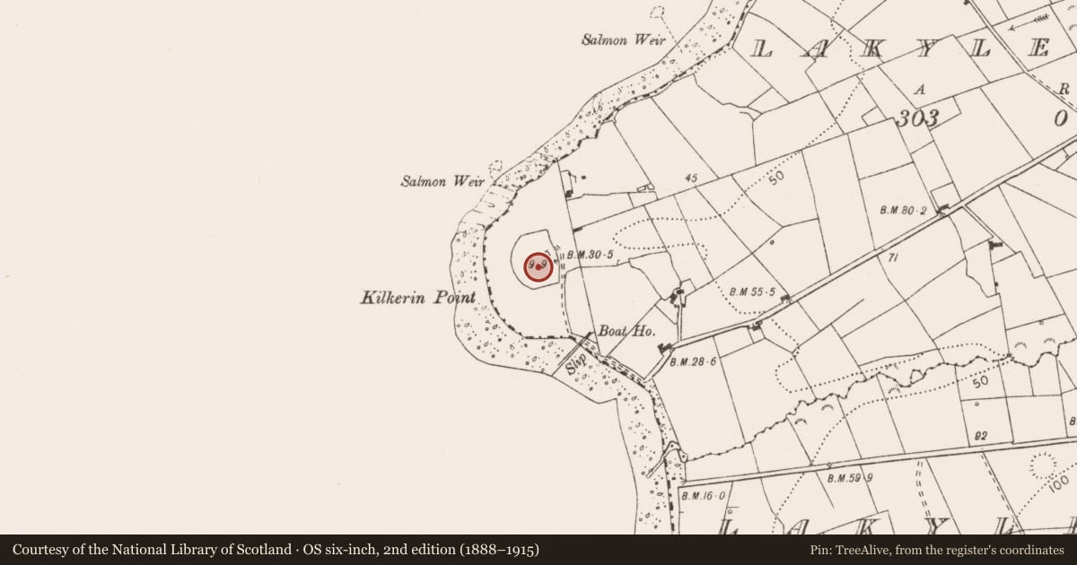 Ordnance Survey six-inch map, 2nd edition (1888–1915) covering the location of Battery, Lakyle North, County Clare, with a pin at the register's coordinates