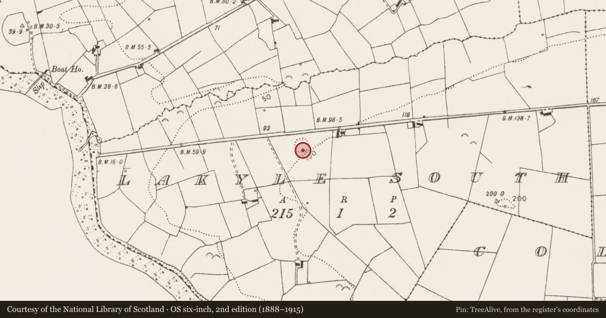 Ordnance Survey six-inch map, 2nd edition (1888–1915) covering the location of Ringfort - rath, Lakyle South, County Clare, with a pin at the register's coordinates