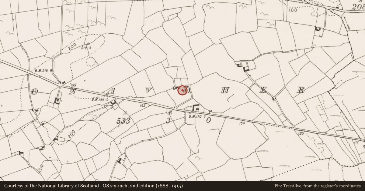 Ordnance Survey six-inch map, 2nd edition (1888–1915) covering the location of Quarry, Tonavoher, County Clare, with a pin at the register's coordinates