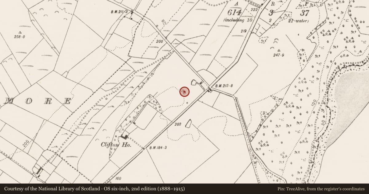Ordnance Survey six-inch map, 2nd edition (1888–1915) covering the location of Fulacht fia, Cahiracon, County Clare, with a pin at the register's coordinates