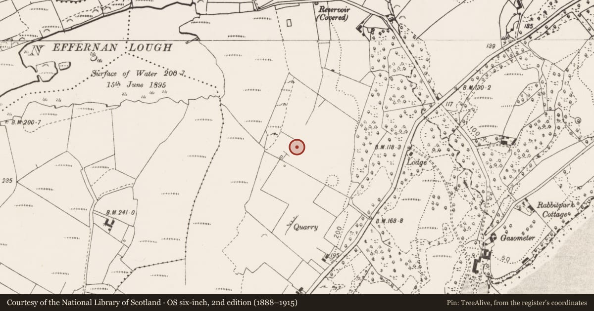 Ordnance Survey six-inch map, 2nd edition (1888–1915) covering the location of Fulacht fia, Cahiracon, County Clare, with a pin at the register's coordinates