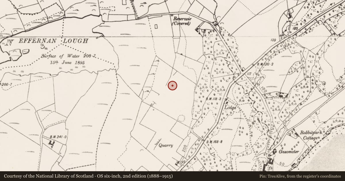 Ordnance Survey six-inch map, 2nd edition (1888–1915) covering the location of Fulacht fia, Cahiracon, County Clare, with a pin at the register's coordinates