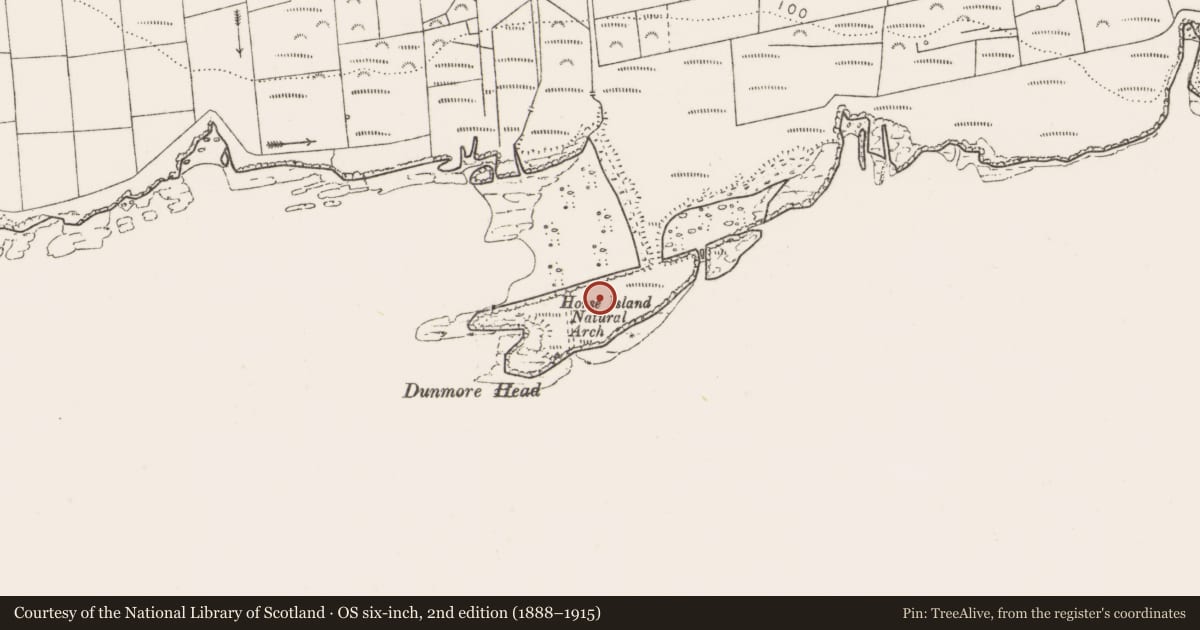 Ordnance Survey six-inch map, 2nd edition (1888–1915) covering the location of Promontory fort - coastal, Kilbaha South, County Clare, with a pin at the register's coordinates