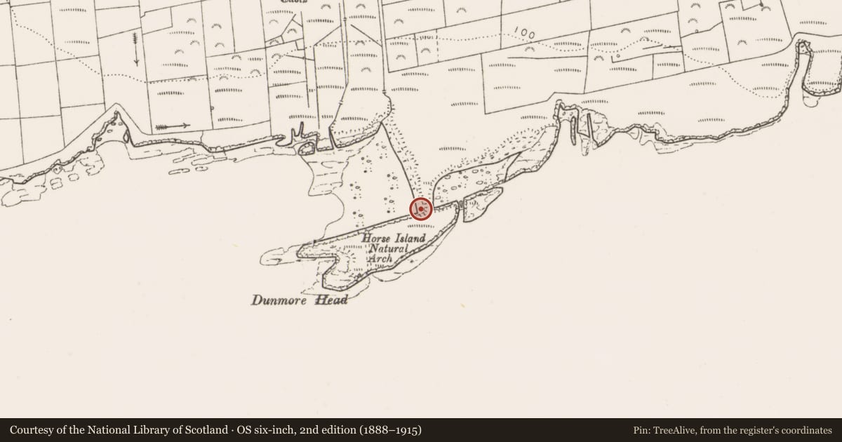 Ordnance Survey six-inch map, 2nd edition (1888–1915) covering the location of Midden, Kilbaha South, County Clare, with a pin at the register's coordinates