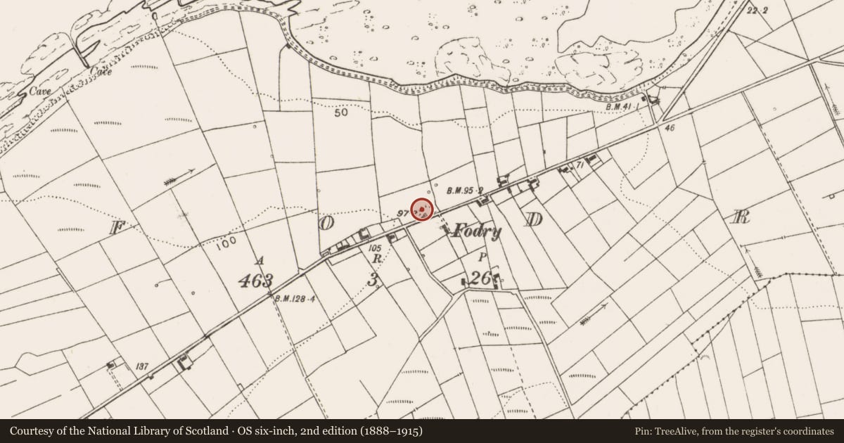 Ordnance Survey six-inch map, 2nd edition (1888–1915) covering the location of Ringfort - rath, Fodry, County Clare, with a pin at the register's coordinates