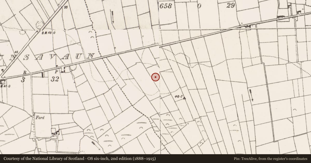 Ordnance Survey six-inch map, 2nd edition (1888–1915) covering the location of Ring-ditch, Feeard, County Clare, with a pin at the register's coordinates