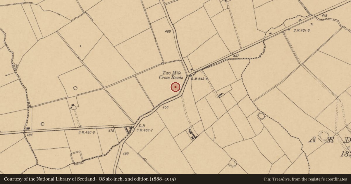 Ordnance Survey six-inch map, 2nd edition (1888–1915) covering the location of Fulacht fia, Shandrum, County Cork, with a pin at the register's coordinates
