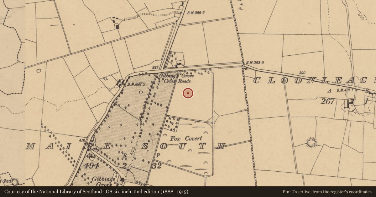 Ordnance Survey six-inch map, 2nd edition (1888–1915) covering the location of Enclosure, Maine South, County Cork, with a pin at the register's coordinates