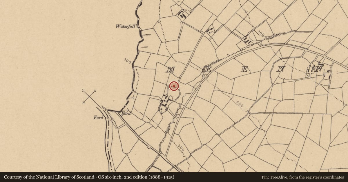 Ordnance Survey six-inch map, 2nd edition (1888–1915) covering the location of Quarry, Meennaraheeny, County Cork, with a pin at the register's coordinates
