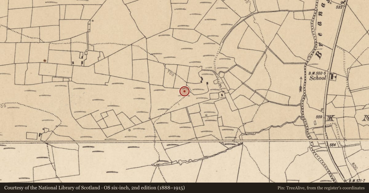 Ordnance Survey six-inch map, 2nd edition (1888–1915) covering the location of Kiln - lime, Cloghvoula, County Cork, with a pin at the register's coordinates