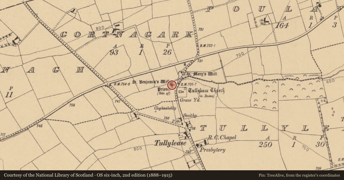 Ordnance Survey six-inch map, 2nd edition (1888–1915) covering the location of House - early medieval, Gortnagark, County Cork, with a pin at the register's coordinates