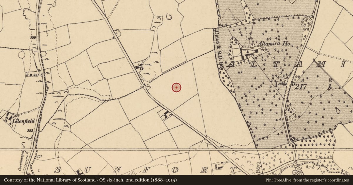 Ordnance Survey six-inch map, 2nd edition (1888–1915) covering the location of Ringfort - rath, Sunfort, County Cork, with a pin at the register's coordinates